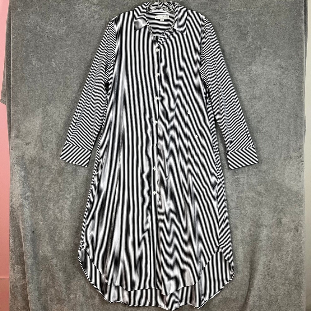 Banana Republic Maxi Shirt Dress Womens S Poplin Striped Classic Minimalist